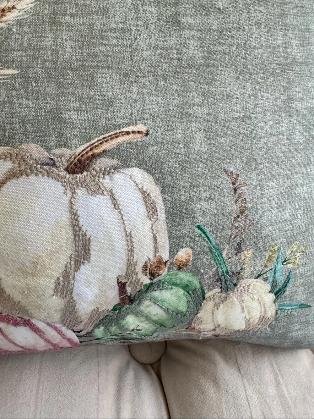 Farmhouse by Rachel Ashwell Embroidered Fall Ascent Oblong Pillow 14x24 Pumpkins